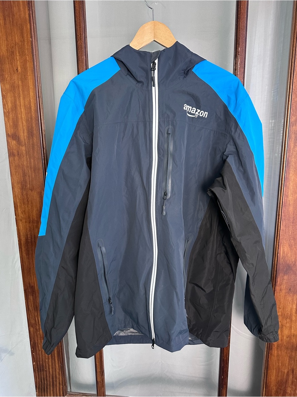 Amazon Tropical Rain Shell Blue Vented Zip Luly Yang Jacket Men's Lg